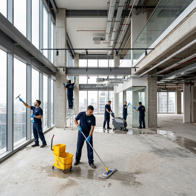 Dunnington General Maintenance crew providing commercial post-construction cleaning